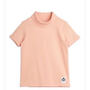 Mini Rodini Ribbed Short Sleeve Turtleneck Top Preppy Quiet Luxury Sustainable